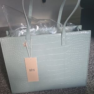 BEIS Green Tote Bag with Structured Design